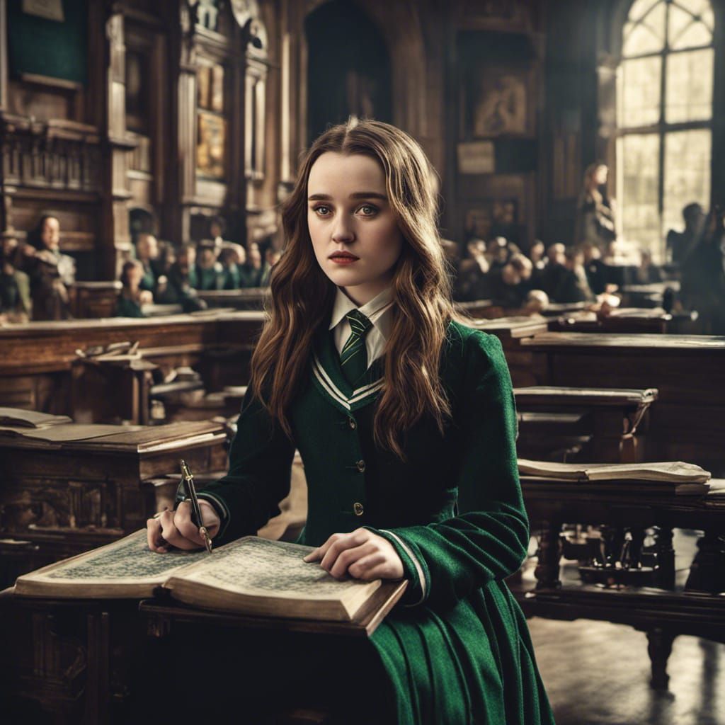 Slytherin Student in Moody Hyperrealistic Portrait