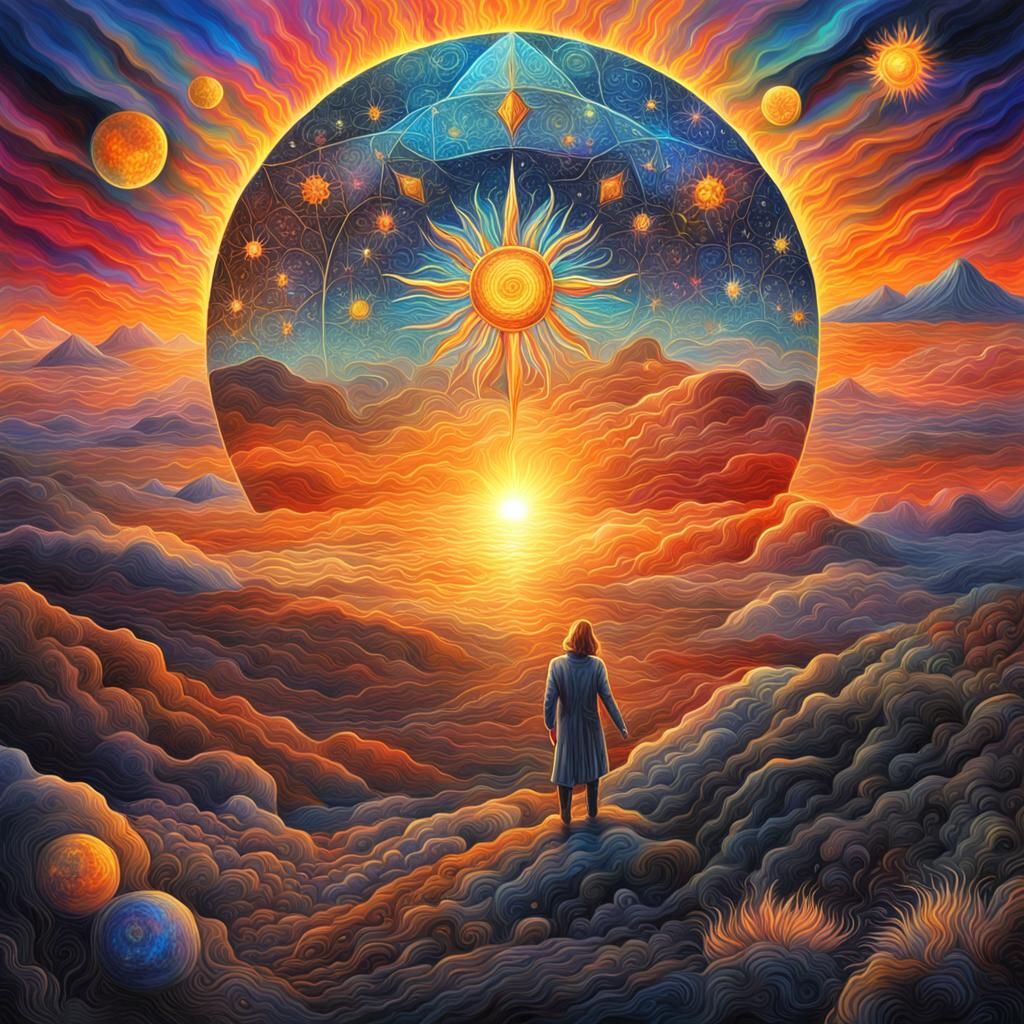 Cosmic Echoes in Sunset Hues