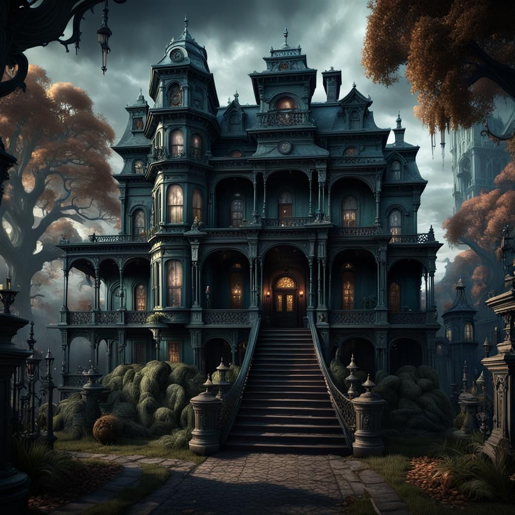 A dark haunted mansion in an alternative Victorian reality