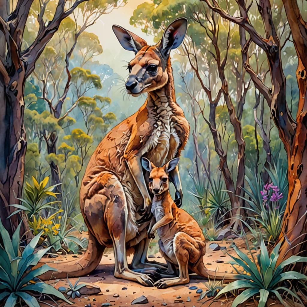Vibrant Australian Bush Scene in Oil and Watercolor