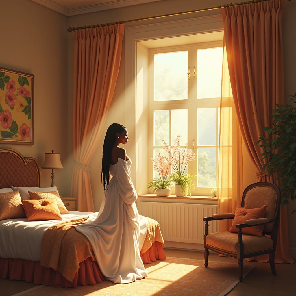 Serene African Oasis in Warm Golden Light