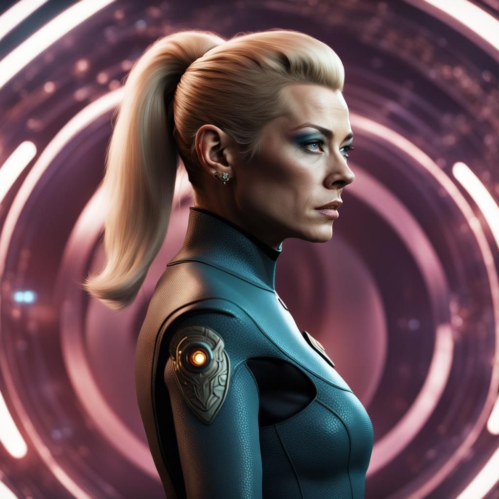 Vibrant Star Trek Concept Art of Female Seven of Nine in Dee...