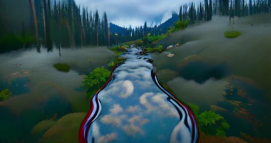 Serene Forested Mountains Meet Calm Waters