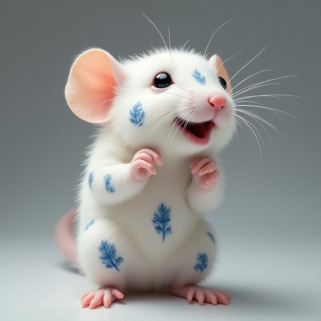 Whimsical Mouse in Blue China Patterns Exploring the World