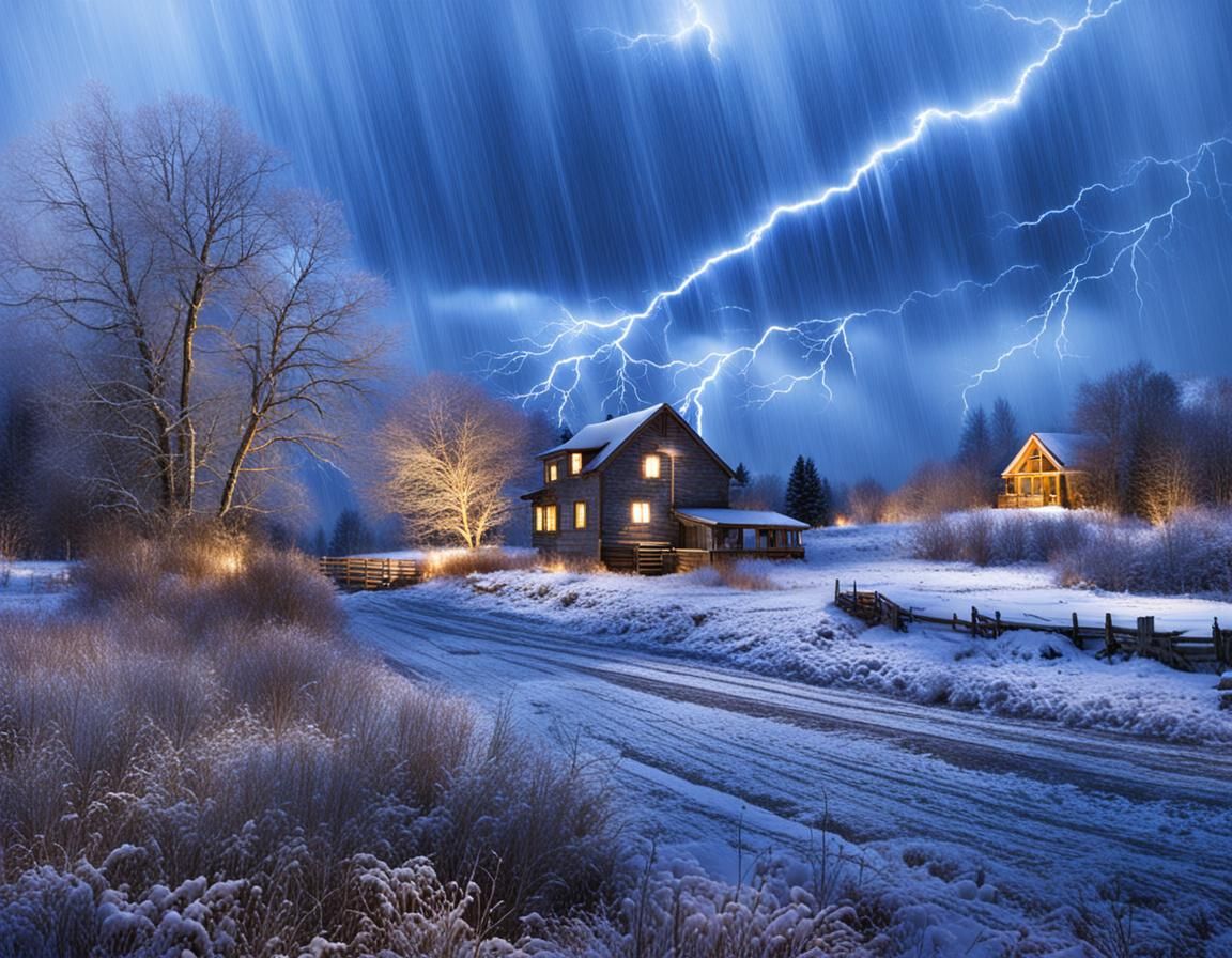 Winter Stormscape with Electrifying Lightning