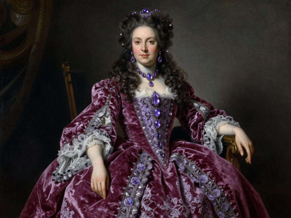 Baroque Noblewoman in Opulent Gown with Crystal Jewels