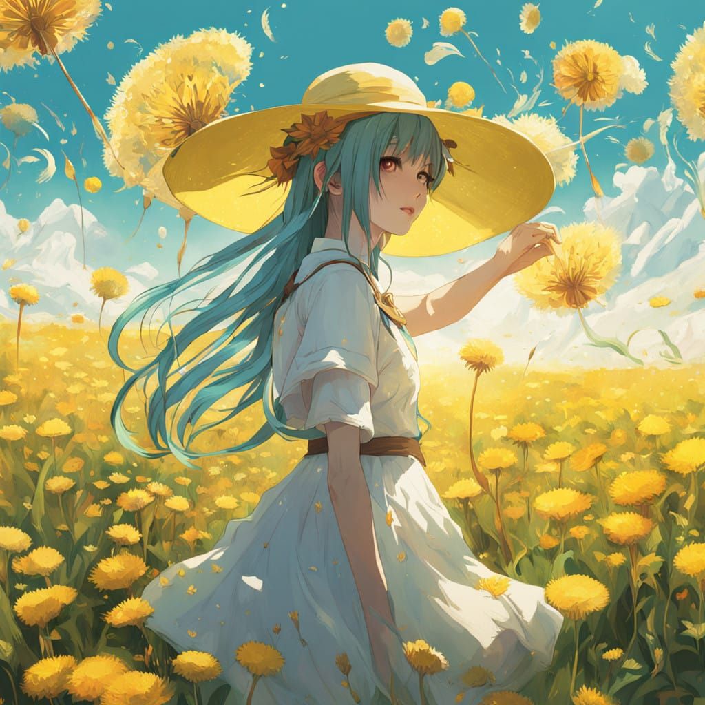 Hatsune Miku in Whimsical Dandelion Paradise