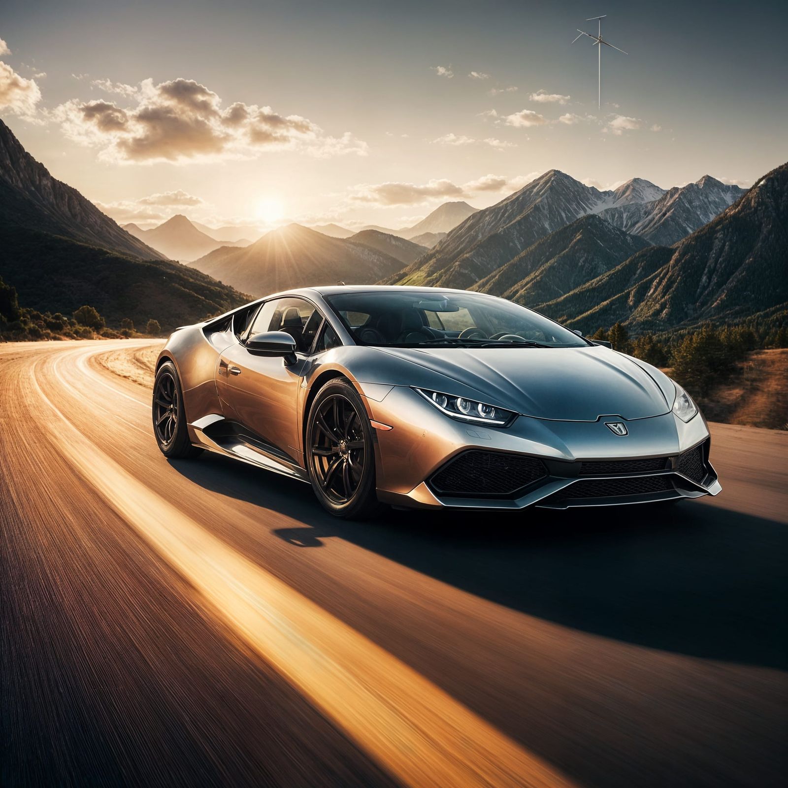 Silver Lamborghini Huracan Sparks on Mountain Road