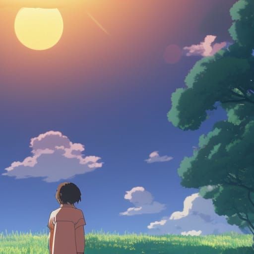 Anime Mailman in Vibrant Studio Ghibli Landscape