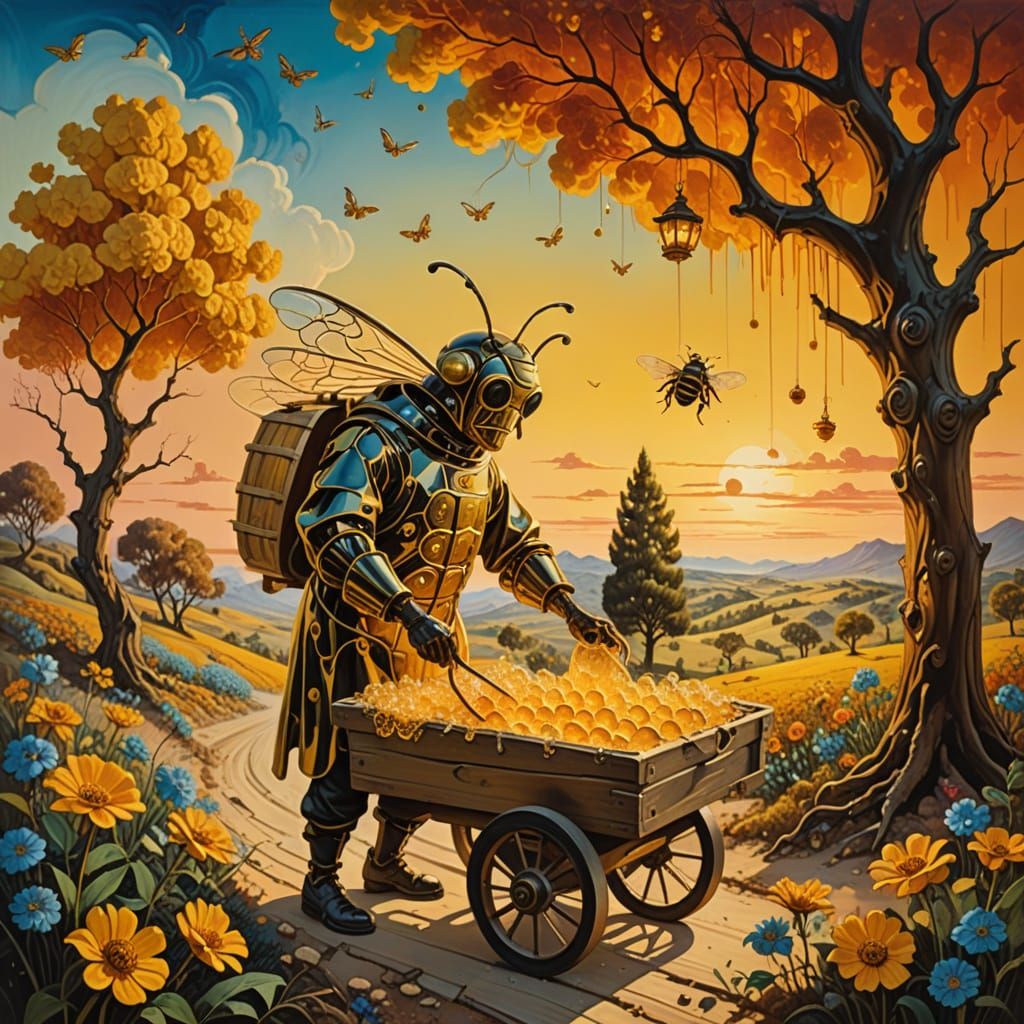 Surreal Bee in a Dreamlike Landscape