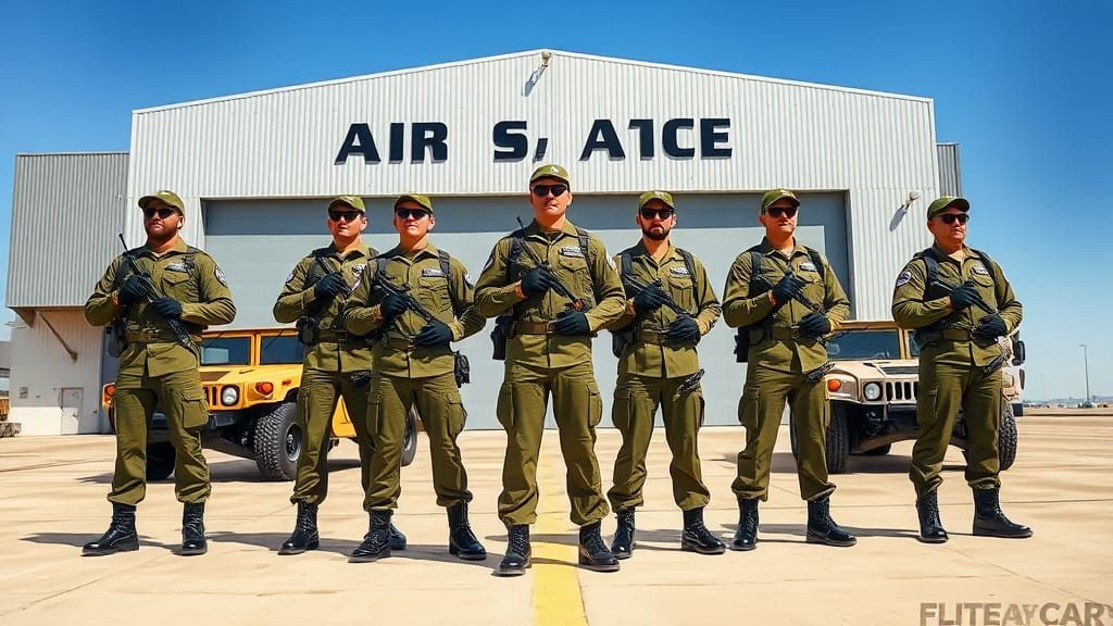 Elite Air Force Base Security on Sun-Scorched Tarmac