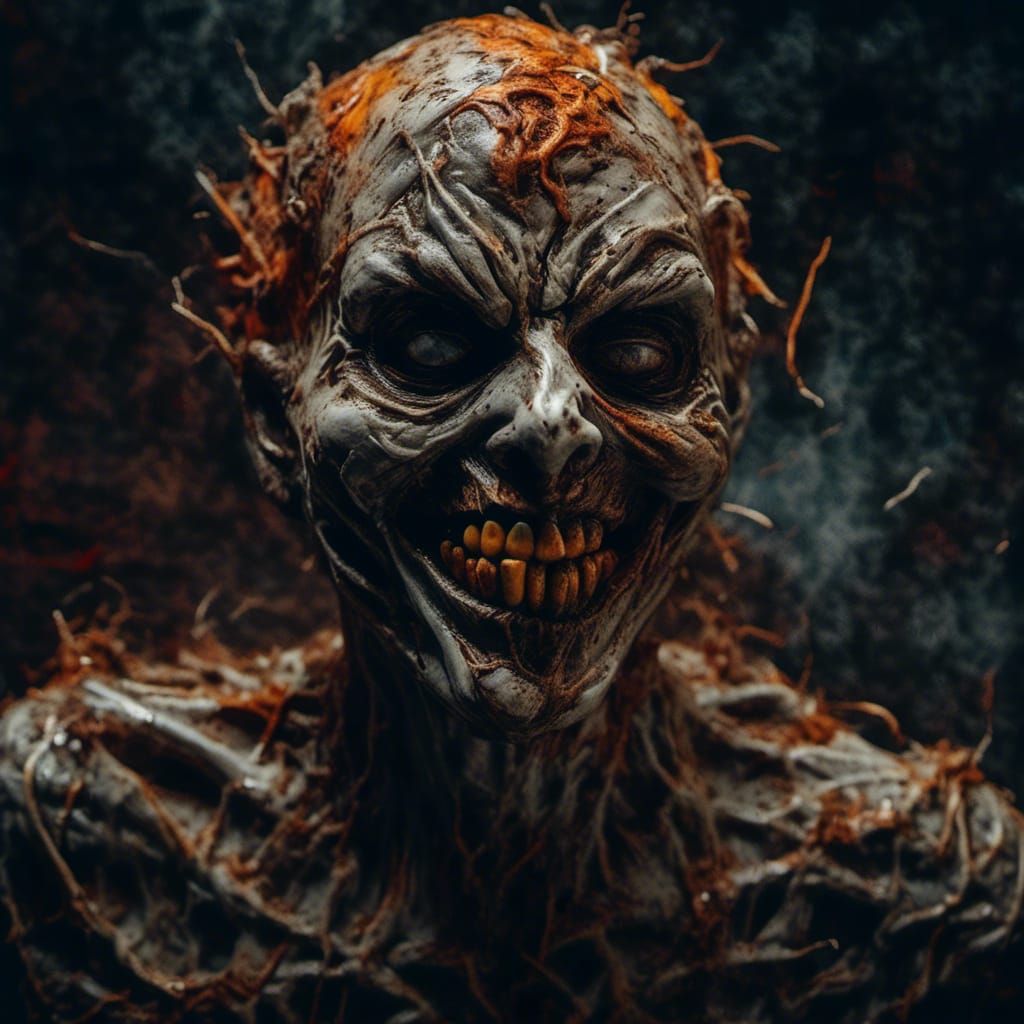 Grotesque Porcelain Pumpkin Head in Macabre Style