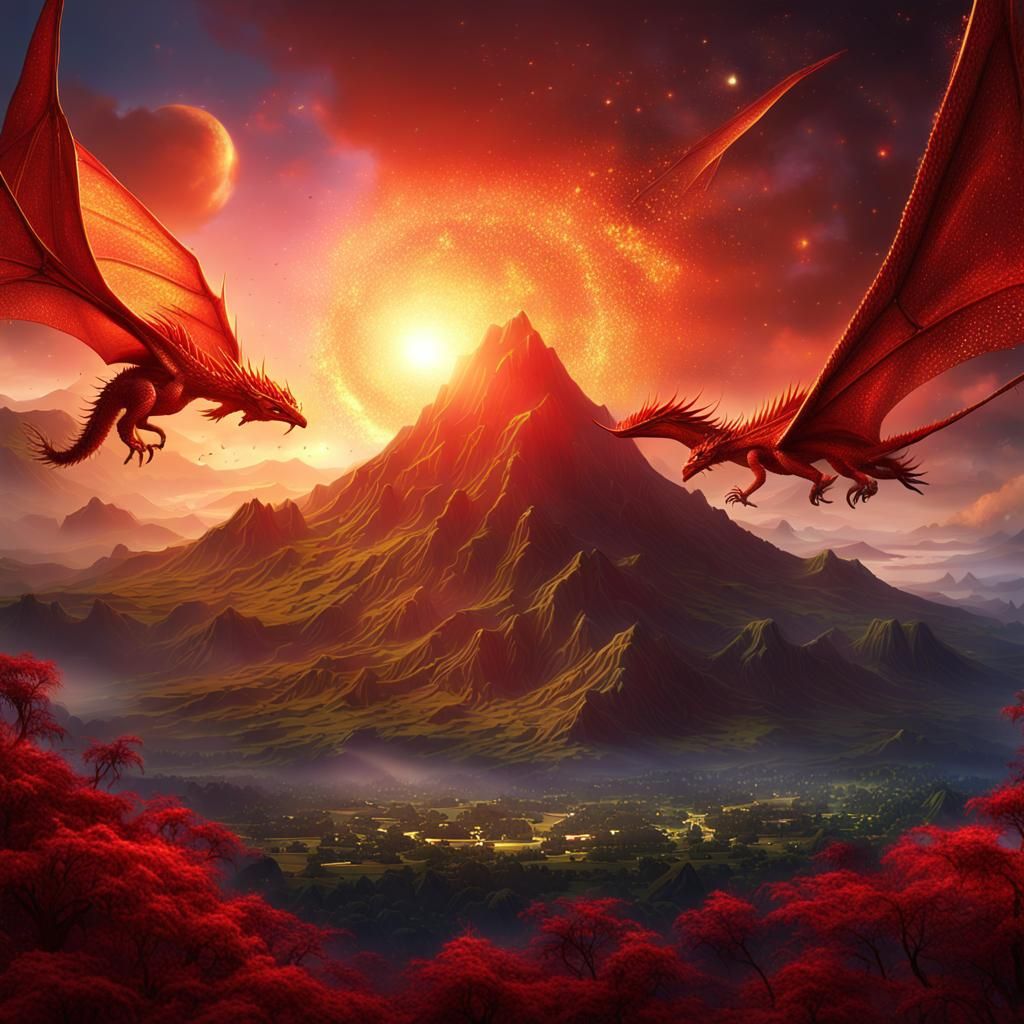 Mystical Mountain Dragons Ascend