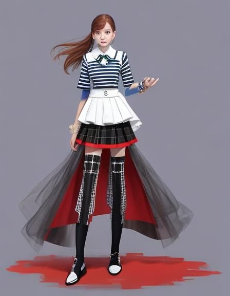 Fashionable Outfit in a Digital Art Style