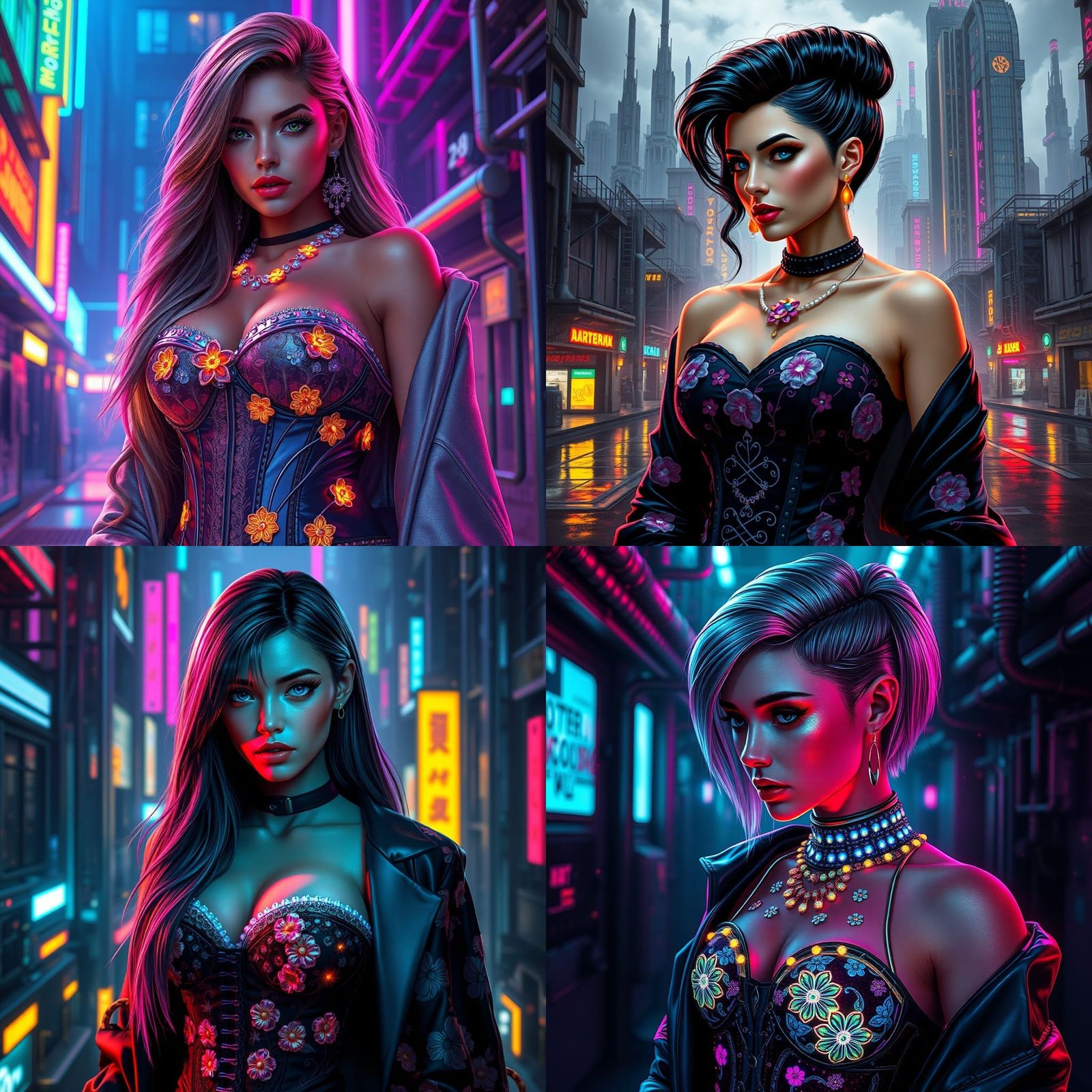 Glowing Cyberpunk Woman in Futuristic Cityscape