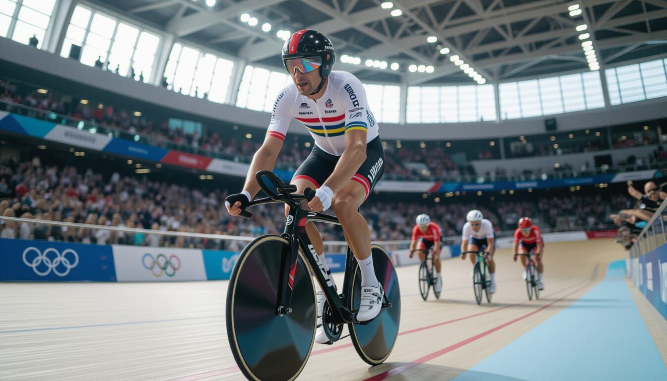 Olympic Cyclist Wins Race in Velodrome: Photo