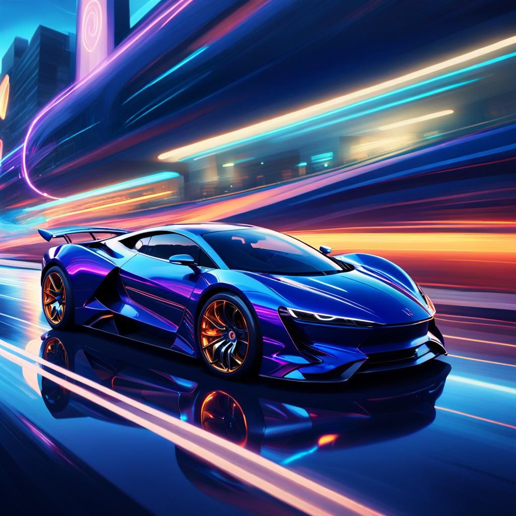 Cyberpunk Supercar in Cosmic Glow