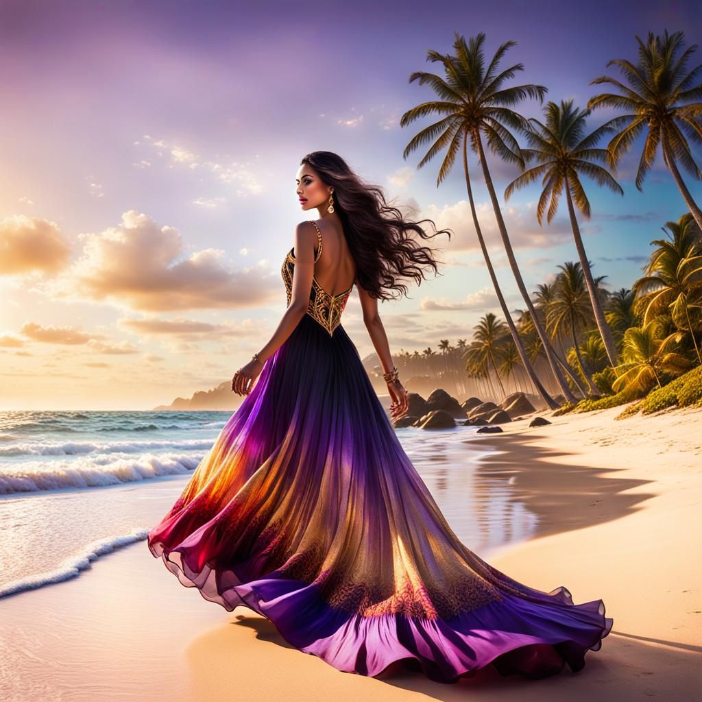 shoreline, adorned with vibrant hues of gold, crimson, and v...