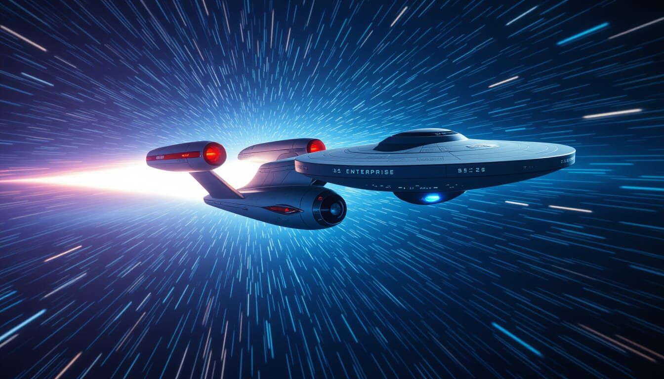 USS Enterprise Soars Through Deep Space at Warp Speed