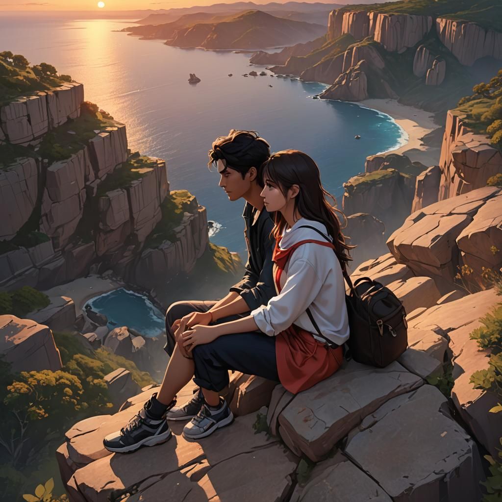 Latin Lover's Sunset Moment, Detailed 3D Anime Art