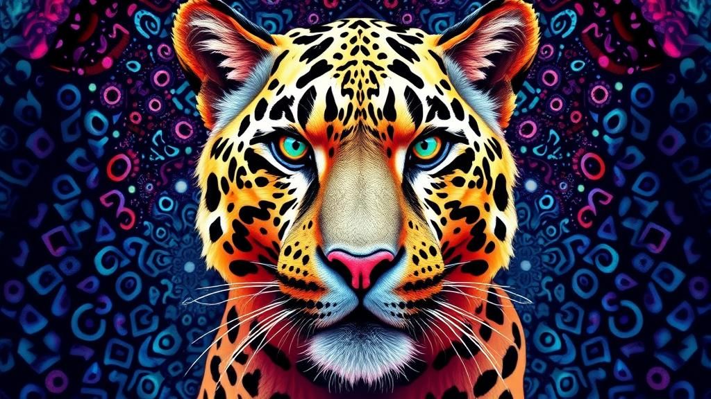 Leopard in Symmetrical Landscape during Bright Light