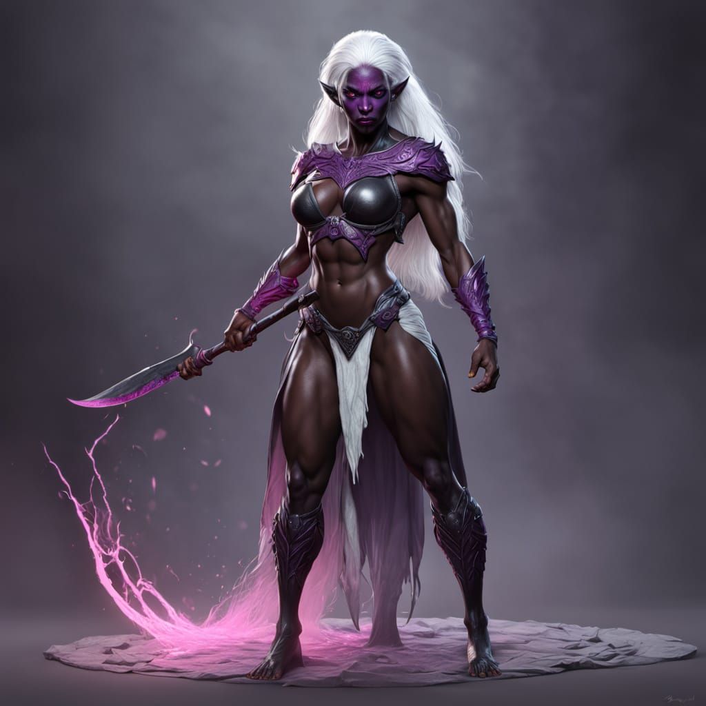 Dark Fantasy Drow Warrior Masterpiece in Dynamic Lighting