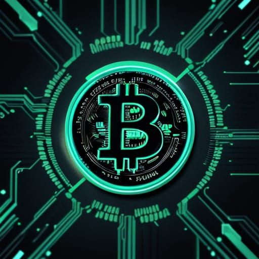 Bitcoin on Screen in Digital Art Style