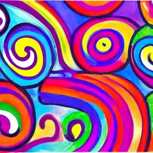 A Whimsical Candyland Wonderland in Vibrant Gouache Swirls