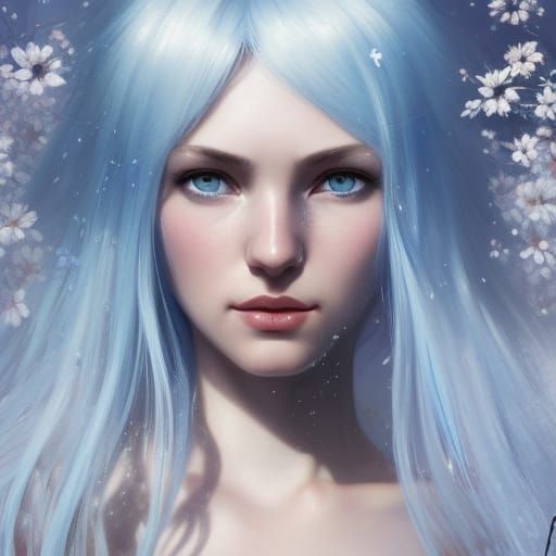 Ethereal Ice Flower Portrait in Triadic Colors