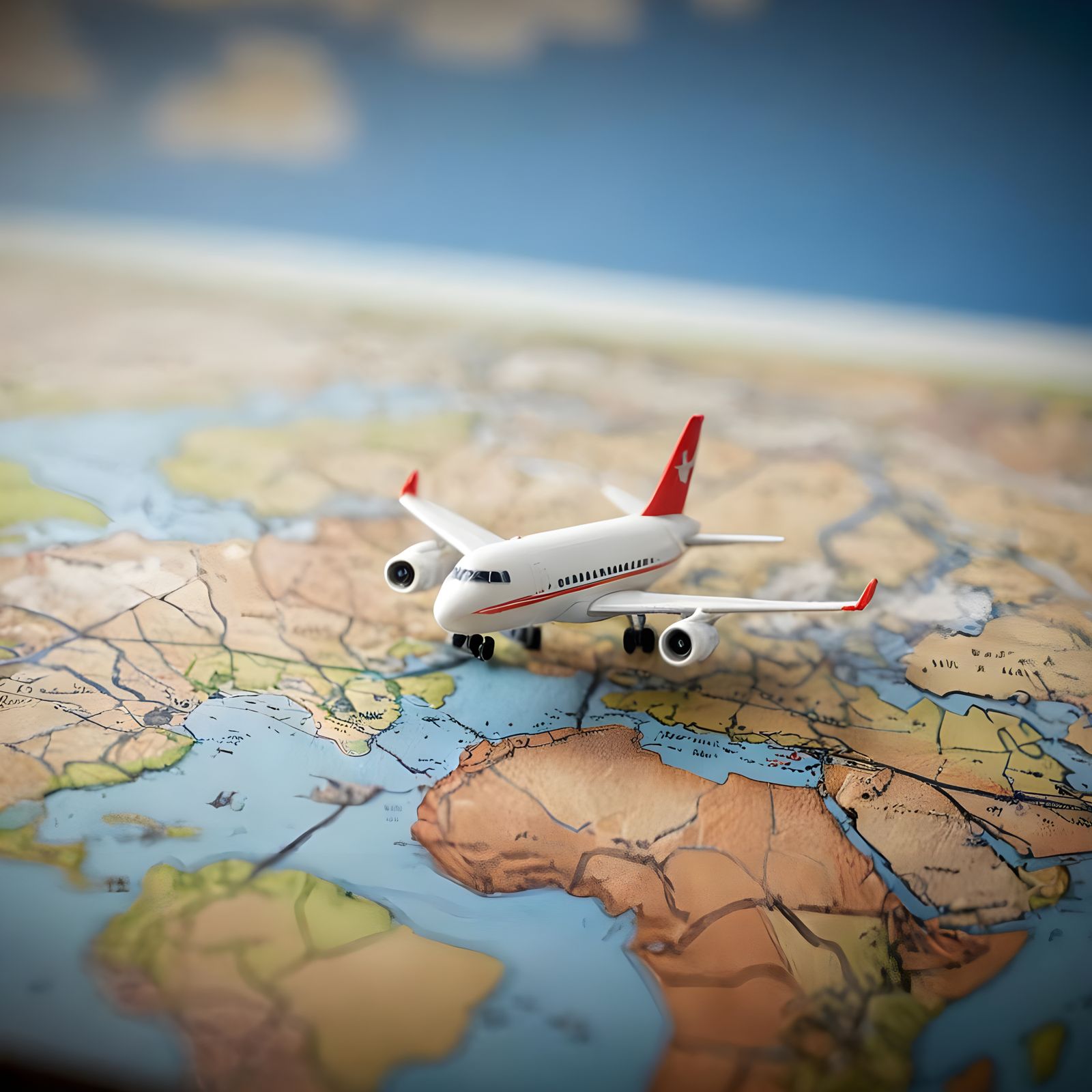 Miniature Toy Airplane in a Detailed World