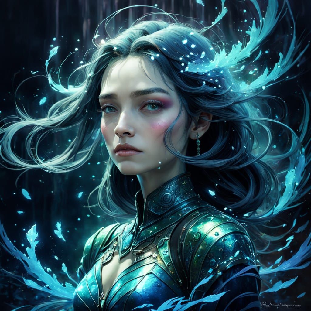 Dreamy Mystic Woman in a Vibrant, Glowing Eden