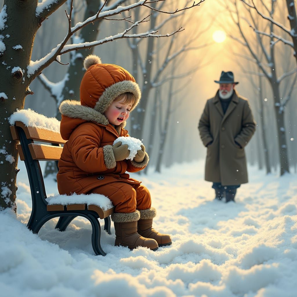 Toddler Discovers Snow Woes with Kind Stranger's Comfort