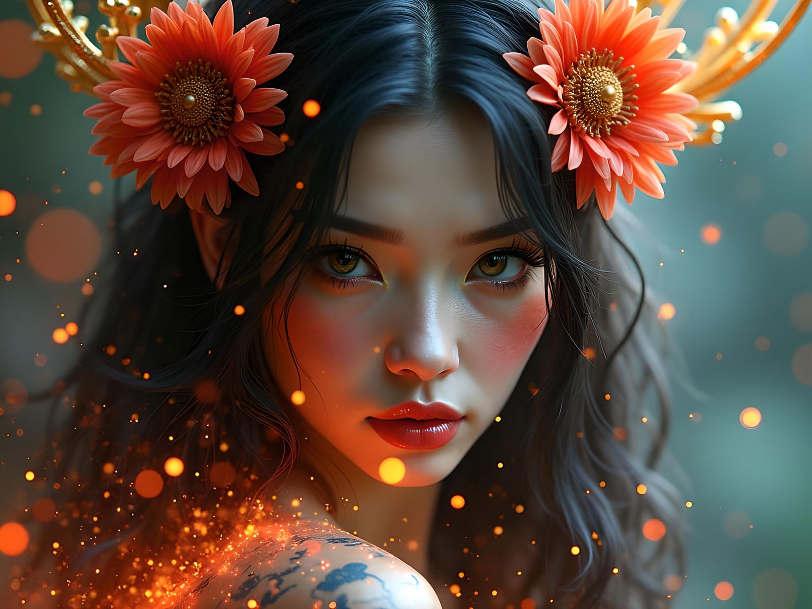 Gigantic Cyberpunk Valkyrie-Goddess in Hyper-Realistic Multi...