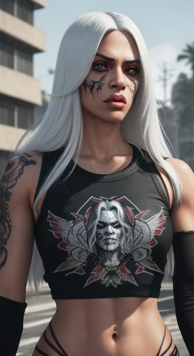 Brazilian Goddess of the Streets in Cyberpunk Style