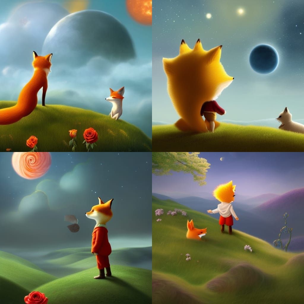 The Little Prince in a Whimsical, Fantasy Landscape