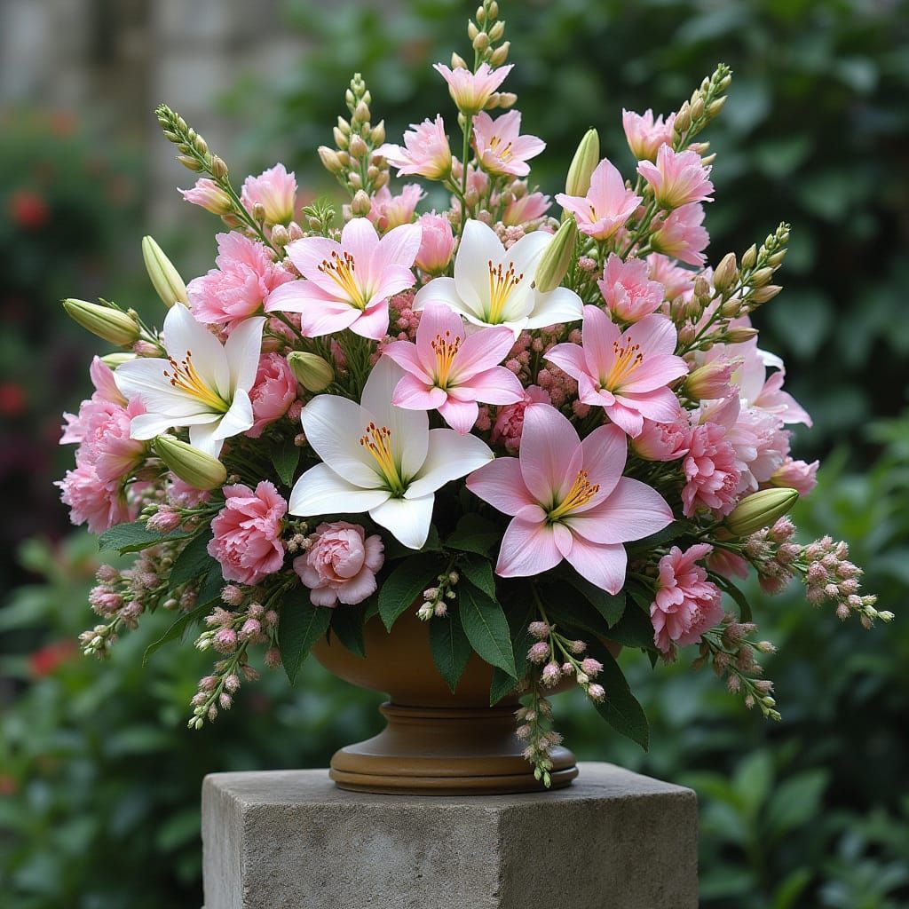 Impressionistic Floral Bouquet in a Serene Garden