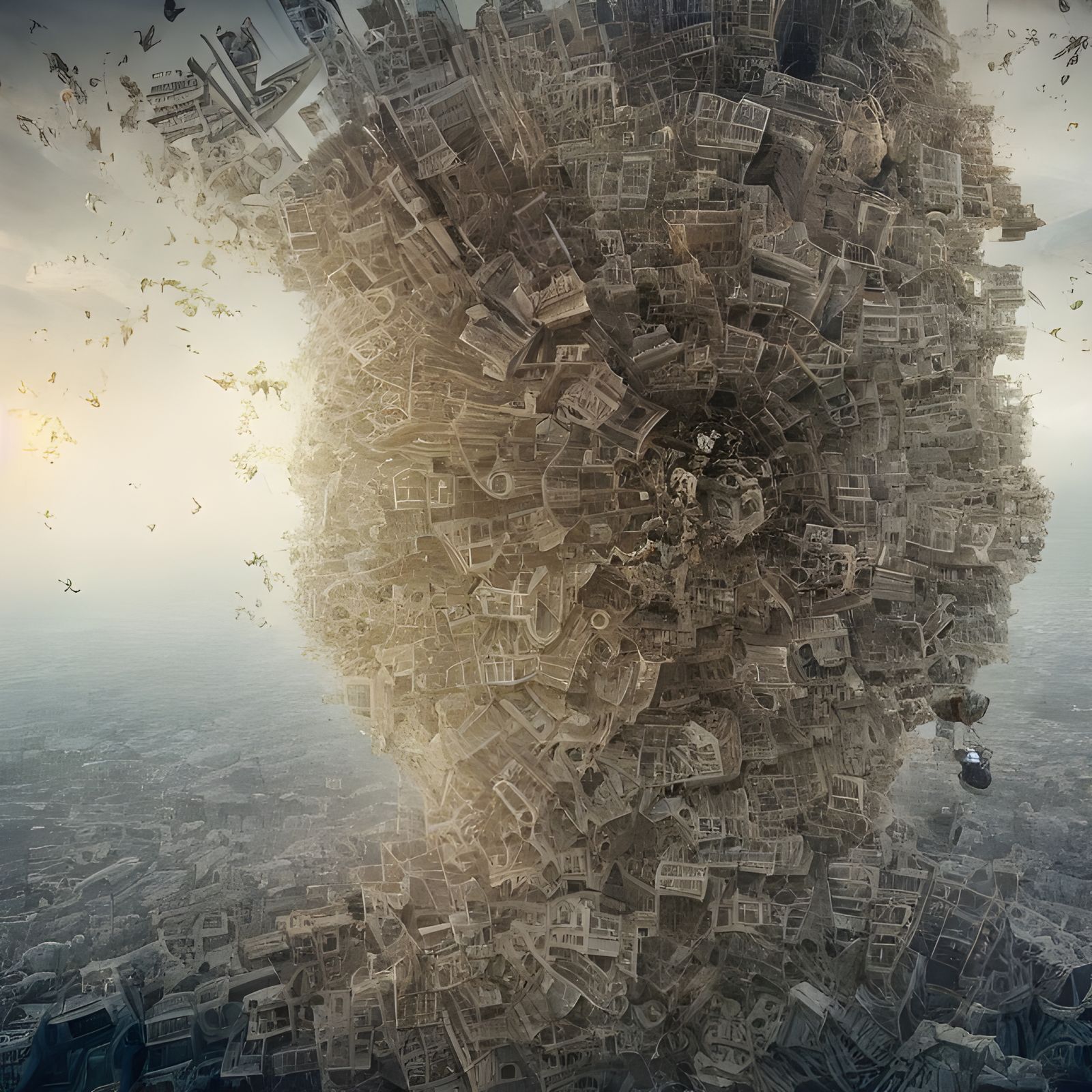 Earth in Mid-Air Chaos: A Hyper-Realistic Scene