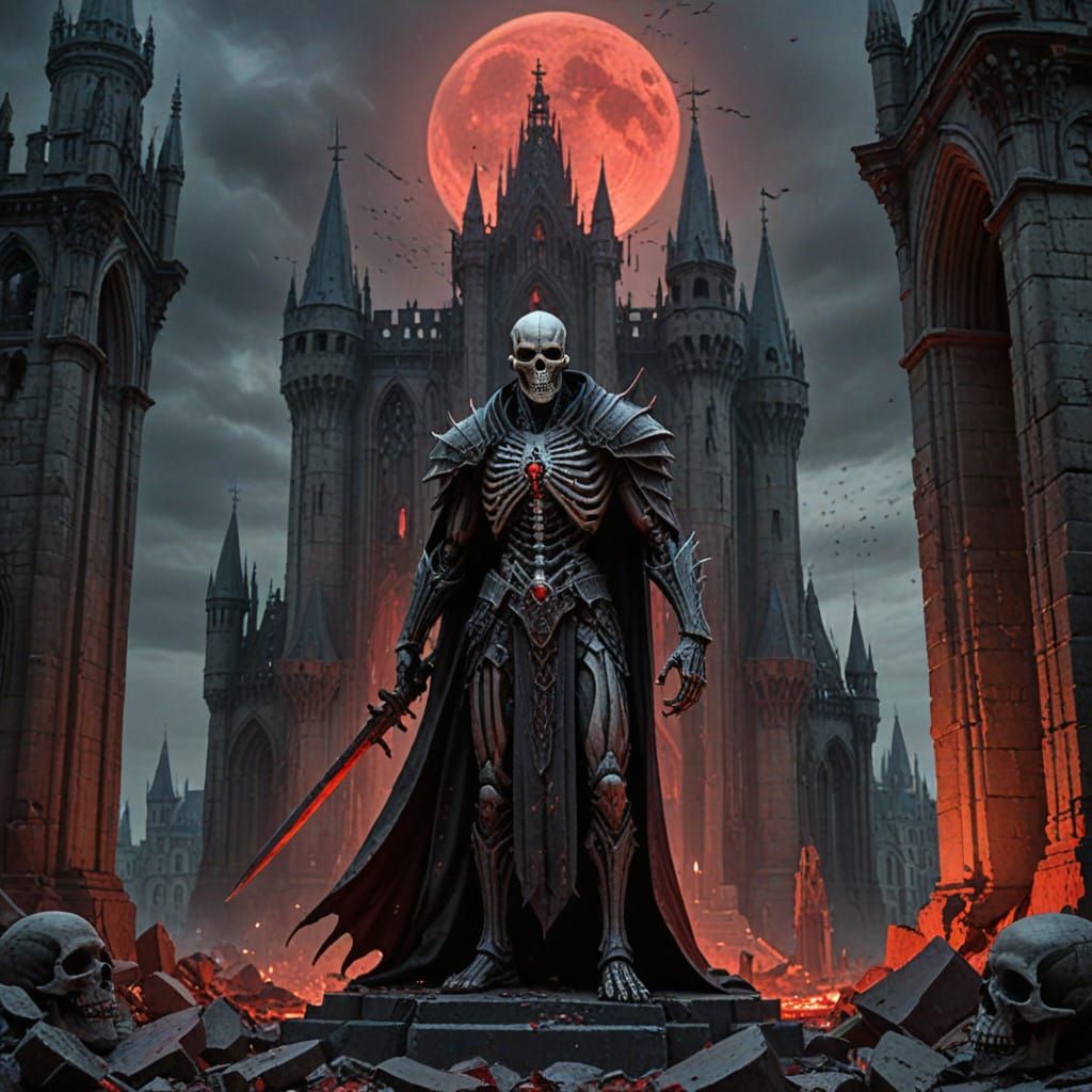 Gothic Grotesque Figure in Ruins