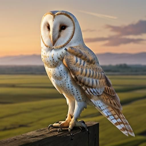 Ethereal Barn Owl Observes Rabbit at Dawn