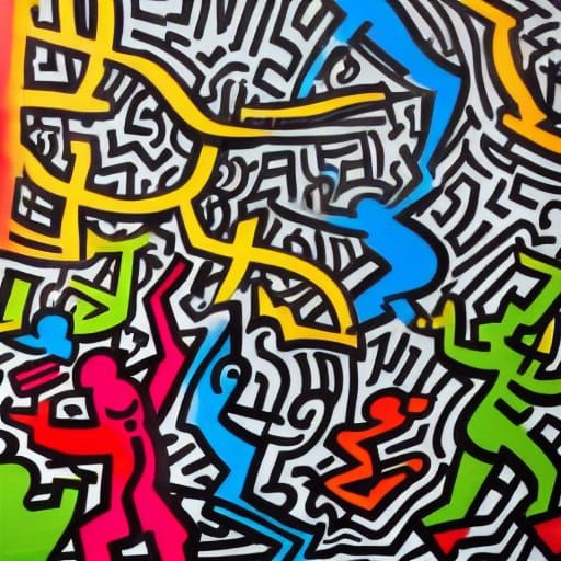 Cosmic Confrontation in Street Art Style