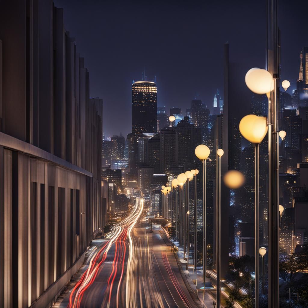 Electric Cityscape Under Night Lights
