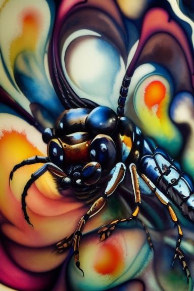 Elegant 8K Concept Art of a Colorful Giant Hornet in Intrica...