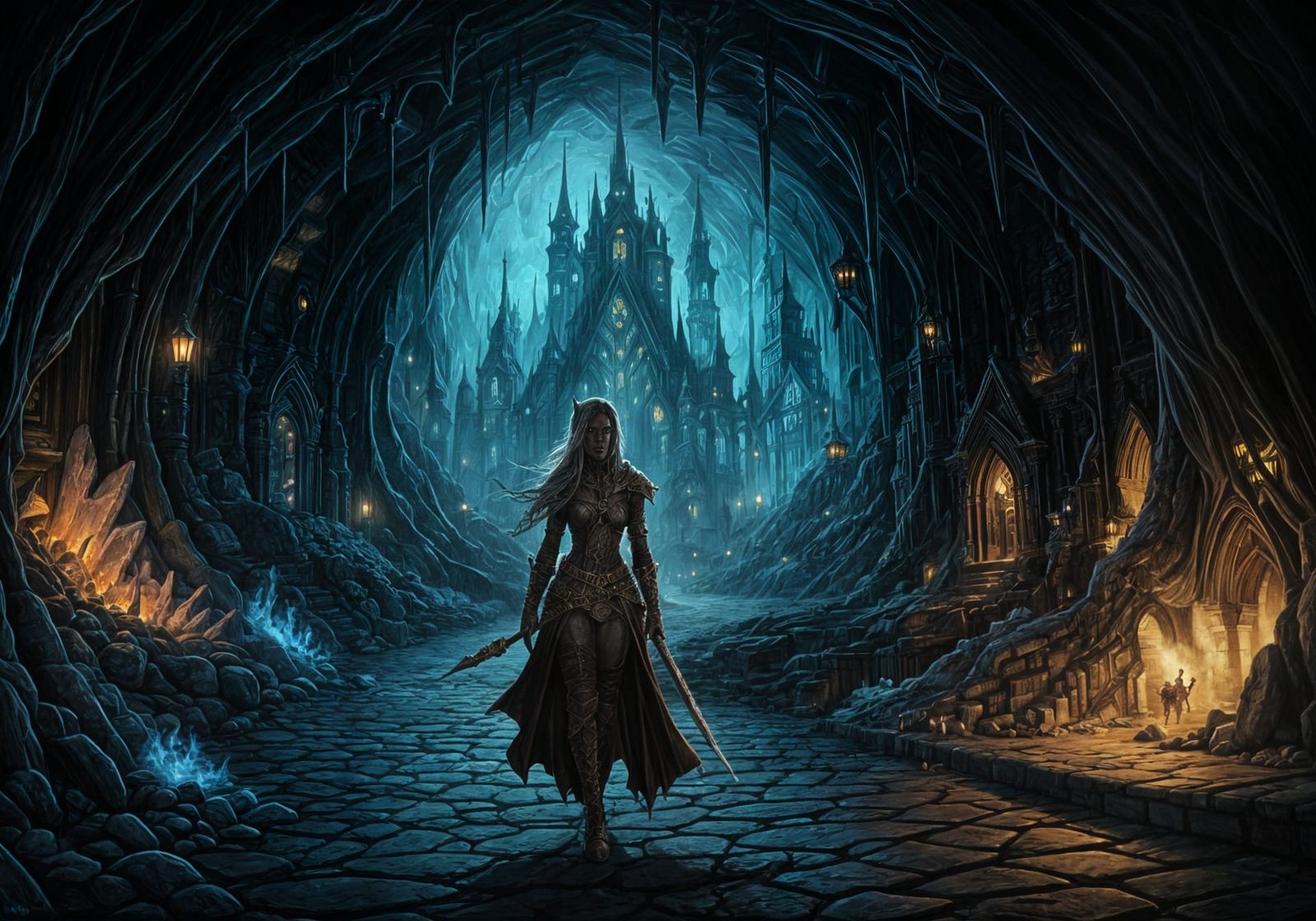 Drow Cityscape in the Underdark