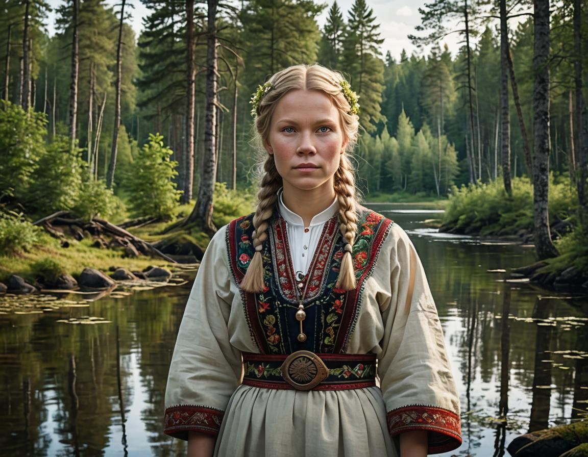 Finland's Folk Heritage in Photorealistic Portrait