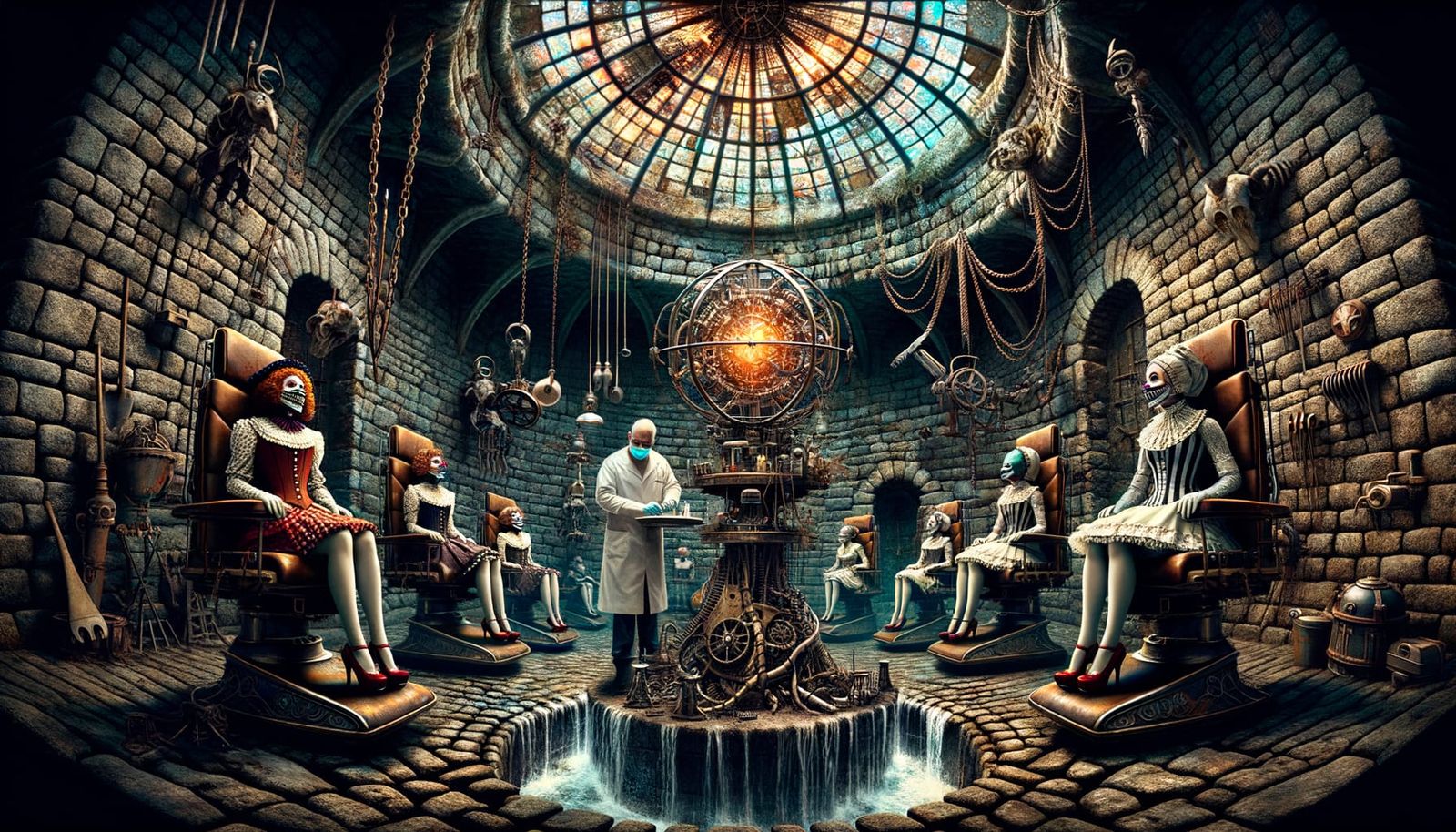 Steampunk Abandoned Castle Dungeon with Vaudeville Dancers