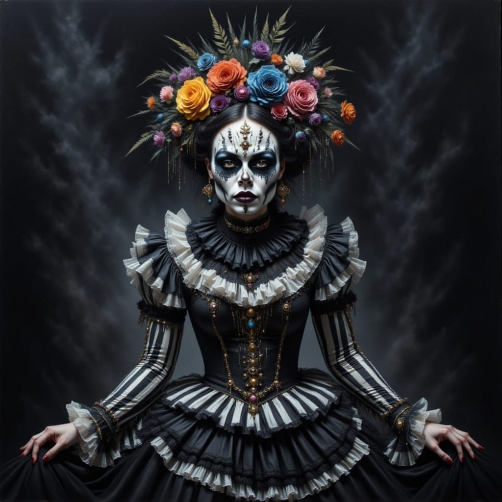 Dark Gothic Circus Queen in Renaissance Style
