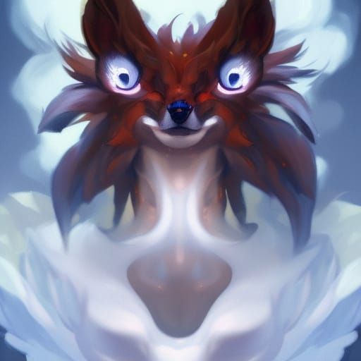 Surreal Demon Vulpix Portrait in Triadic Colors