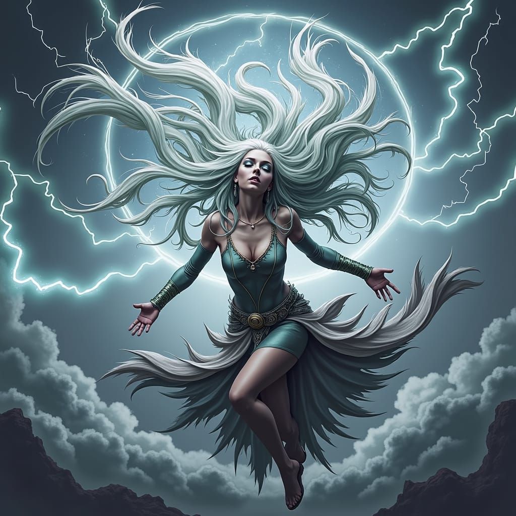 Majestic Thunder Goddess Radiates Electrifying Energy