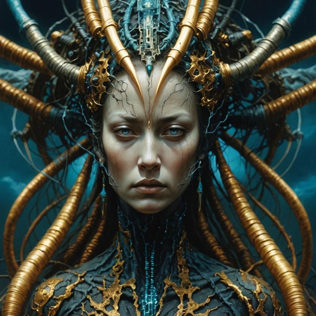 Dark Cyberpunk Dreamcatcher in Hyperrealistic Style