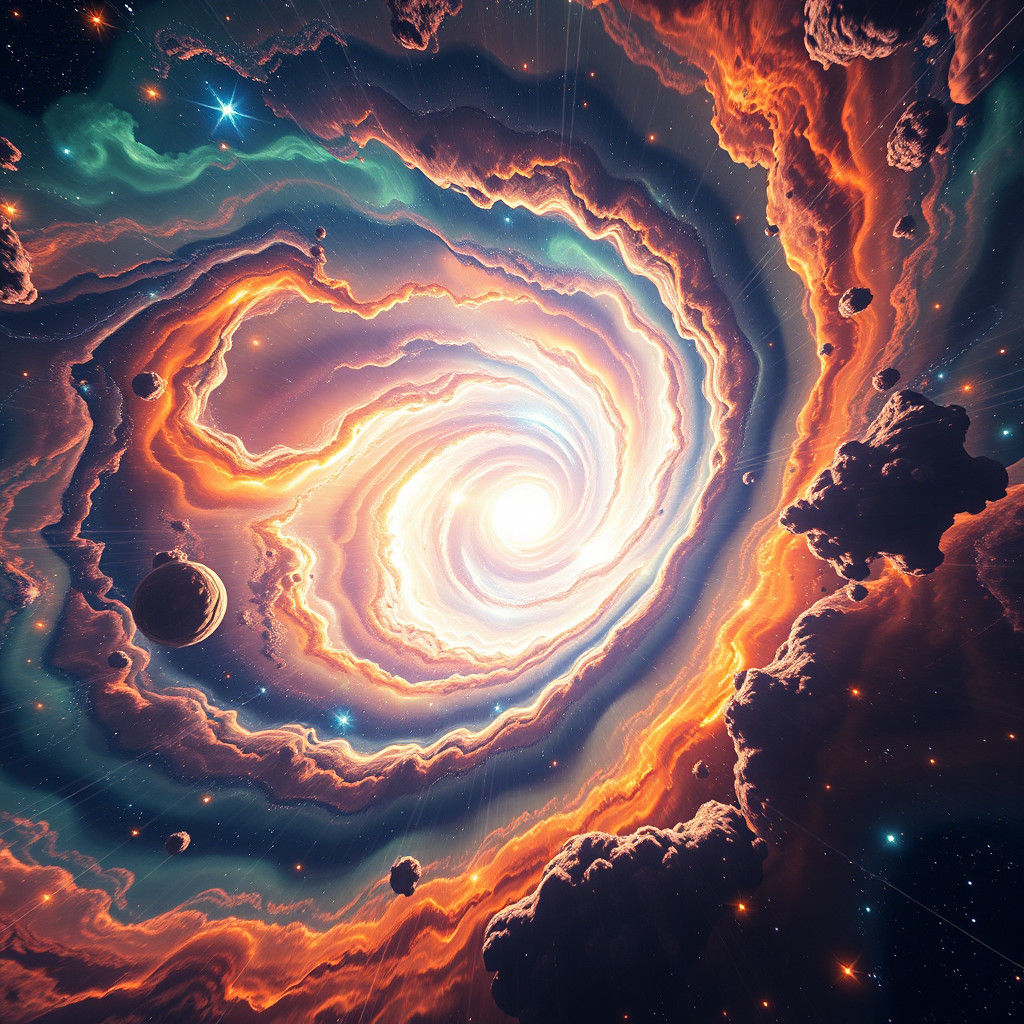 Cosmic Dawn: Vibrant, Swirling Vortex of Celestial Energy